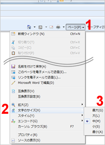 Internet Explorer 8 (文字サイズだけを変更する)